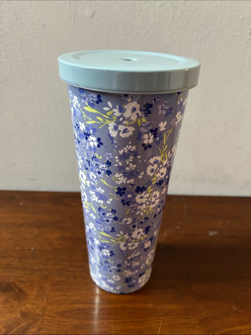 Floral Lavender 24oz Travel Tumbler with Light Blue Lid